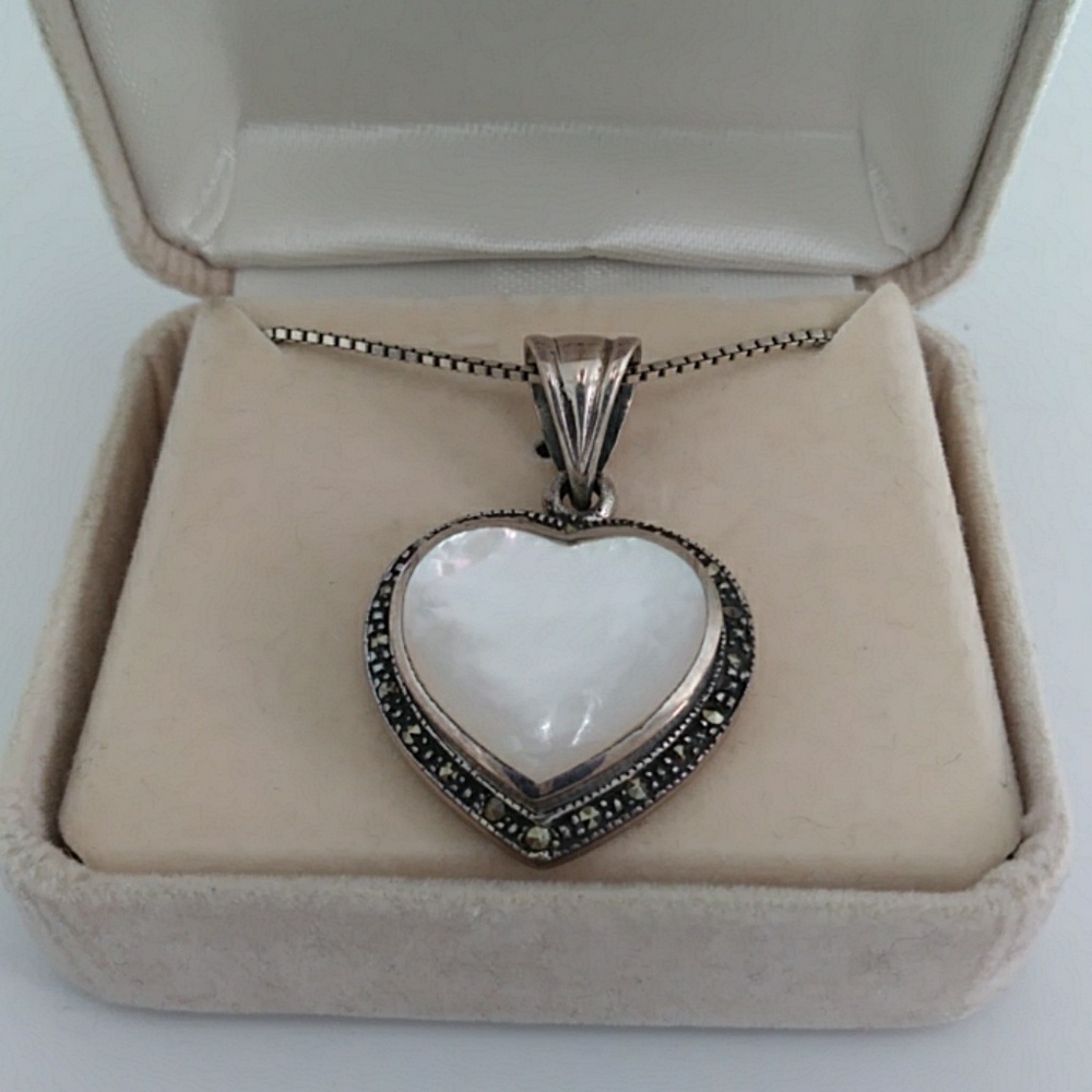 Vintage Heart Pendant With Mother Of Pearl